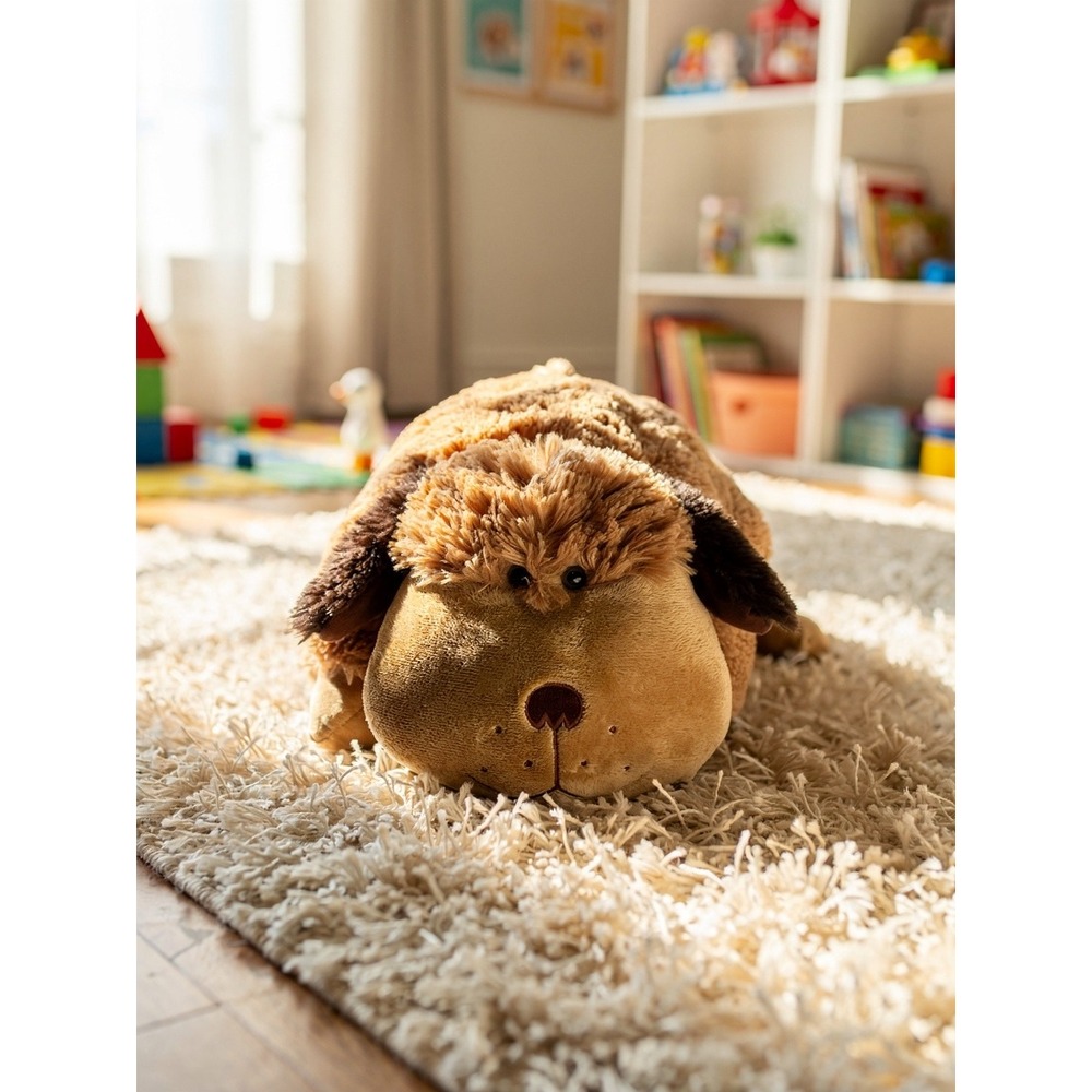 Pillow‎ Pets Snuggly Puppy Dog Plush Brown Stuffed Animal Travel Pillow 18 inch